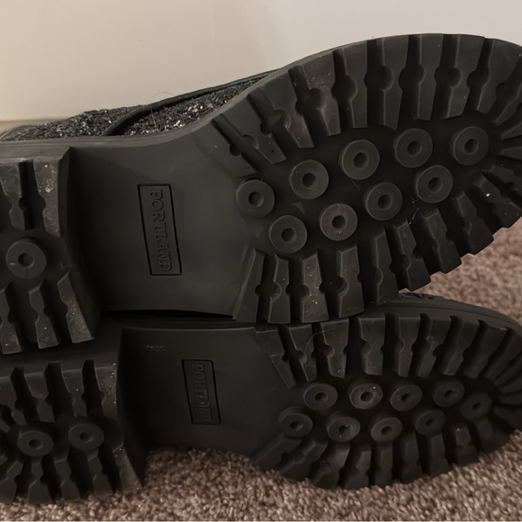 Black Glitter Combat Boots - Picture 2 of 2